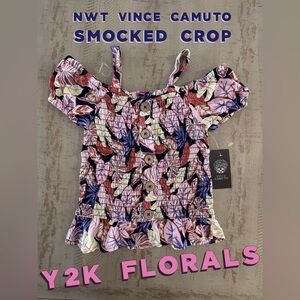 Vince Camuto NWT Smocked Floral Crop